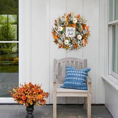 24 inch Thanksgiving Fall Wreath, Autumn Harvest Wreaths for Front Door - Image 5