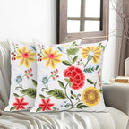 Pack of 2 Embroidered Decorative Throw Pillow Cover 18x18 Inch Farmhouse Floral Pillowcase for Living Room Sofa Bed (Boho Flower) - Image 5