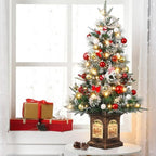 3ft Prelit Snow Flocked Christmas Tree with Light Up Gingerman Box Base - Image 6
