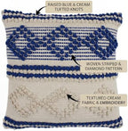 TreeWool 100% Cotton Woven Throw Pillow Cover (Pack of 1, 18" x 18", Blue) - Image 4