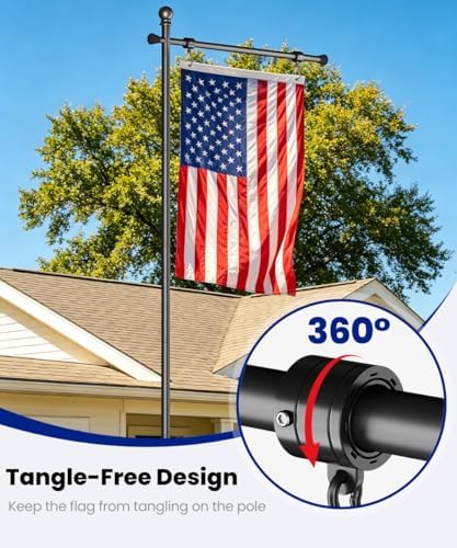 Koutemie 10FT In Ground Flag Pole Holder for Outside House for 3x5 Flags - Image 5