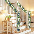 2 Pack 6.2Ft Blue White Flower Garland Artificial Eucalyptus Flower Garland - Image 6