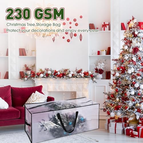 Simgoing 5 Pack Christmas Storage Bags, 7.5 Ft Christmas Tree Large Bag and 4 Garland Wreath Containers Packing Tote Moving Bags with Handle Zipper Heavy Duty for Artificial Xmas Tree Wreath Garland - Image 5