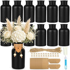 TBWIND Vintage Glass Flower Vase, 12PCS Farmhouse Black Mason Jar Vases by TBWIND