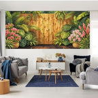 6X13FT Summer Bamboo Fence Tropical FlowersGarage Door Cover Decorations Tropical Leaves Garage Door Banner for Outdoor Indoor Summer Party Photography Backdrop - Image 6