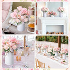 Domensi 6 Sets Wedding Centerpiece for Table Decoration Light Pink Artificial Fake Rose Flower with Metal Vase Faux Silk Rose Bouquet Floral Arrangement for Bridal Shower Home Dining - Image 6