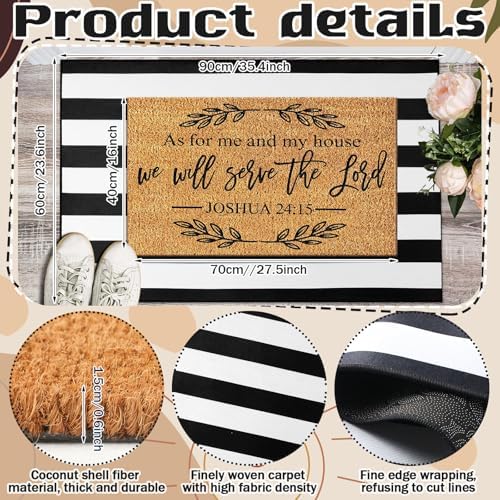 Moucuny 2 Coir Outdoor Mat,Non Slip, 24'' X 35'',16'' X 28'', We Will Serve the Lord - Image 4