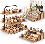 3 Pack Wooden Cupcake Stand 3 Tier Large Tiered Risers Set by Unknown