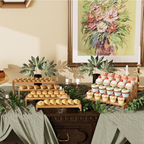 14 Inch Large Wooden Tiered Riser Display Stands, 2 Set Stackable Wooden Cupcake Stand Dessert Table Display Set,Tiered Shelf Organizer,Display Stands Shelf,Vendor Booth Display Items for Vendor Events - Image 3