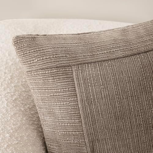 Foindtower Set of 2 Decorative Patchwork Chenille Throw Pillow Covers Textured Modern Vintage Cushion Cover Neutral Boho Accent Home Decor for Sofa Chair Couch Bed Living Room,20×20 Inch,Taupe Gray - Image 3