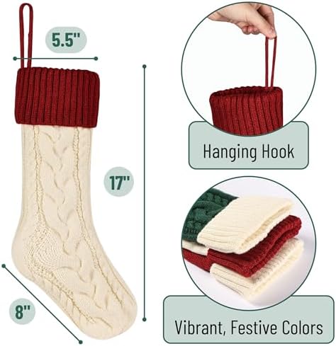 Mr. Pen- Cable Knit Christmas Stockings, 18 Inch, 6 Pack - Image 4