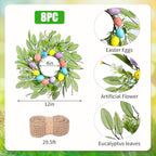 8 Pcs 10" Small Easter Wreaths for Kitchen Cabinets, Mini Easter Egg Wreaths with Burlap Ribbon, Spring Farmhouse Artificial Wreath Set for Window, Table, Shelf & Cabinet Decor - Image 2
