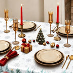 Rectangle Christmas Tablecloth 60x120 Inch, Farmhouse White Snowman Snowflake Table Cloth, Polyester Waterproof Wrinkle Resistant Xmas Table Cover for Holidays Dinning Table Decor - Image 4
