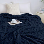 Aganear Fleece Throw Blanket for Couch Sofa 60"x80" Navy - Image 5