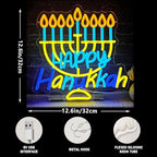 Happy Hanukkah Neon Sign Dimmable Candlestick LED Neon Light Signs Hanukkah Decorations for Home Hanukkah Neon Light for Wall Room Bedroom Decor Jewish Menorah Holiday Gifts - Image 4