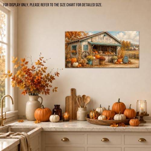 WAXWHELK Farmhouse Fall Canvas Wall Art Rustic Farmhouse Painting Pictures, Farm Fresh Pumpkin Harvest Artwork for Living Room Bedroom Home Decor (12"x24") - Image 3