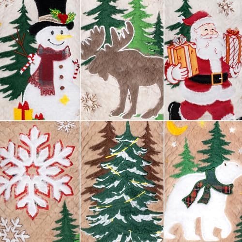 LUBOT 6 Pack Christmas Stockings Set of 6 Large Family Xmas Stocking Embroidered 20" Plush Plaid Matching Rustic Farmhouse Country Fireplace Hanging Holiday Decor - Image 3