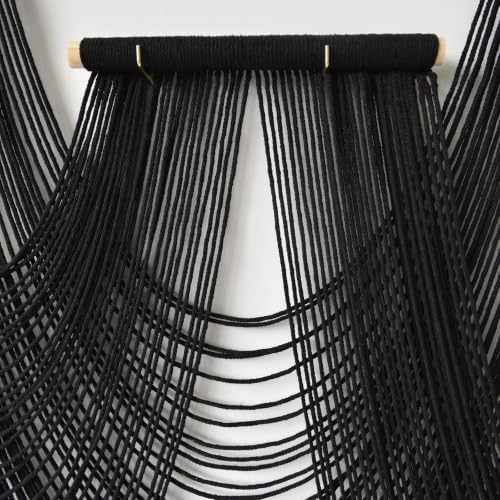 Black Macrame Wall Hanging 5 Panel Boho Wall Decor Fiber Art 68"W *46"L - Image 6