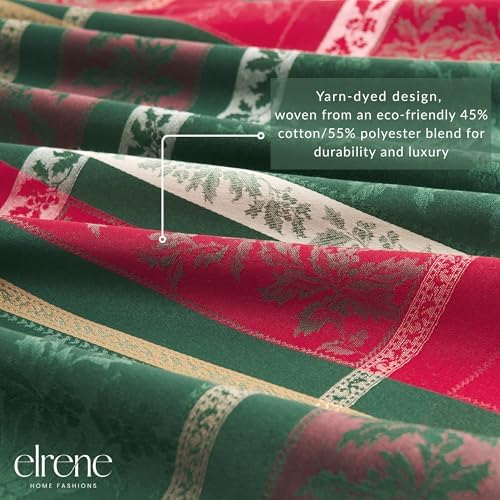 Threadmade Merry and Festive Jacquard Tablecloth, Multicolor - 60"W x 84"L - Image 3