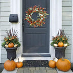 15 Inches 4 Pcs Fall Wreaths for Front Door Artificial Autumn Wreath with Forsythia Flowers Greenery Leaves Orange Berries for Outside Indoor Wall Window Festival Thanksgiving Fall Harvest Decor - Image 7