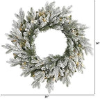 Nearly Natural 24 in Flocked Artificial Wreath with 50 LED Lights - Image 2