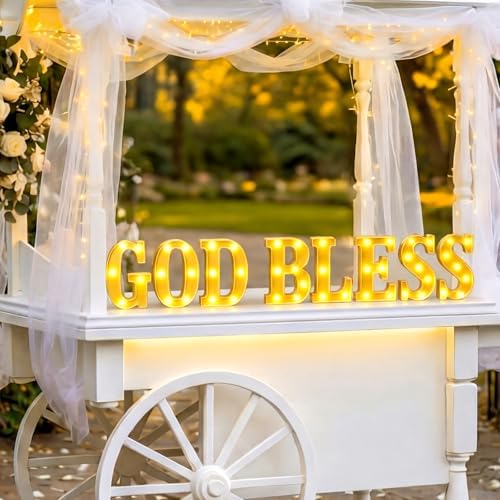 Honoson 8 Pcs First Communion Decorations God Bless Lights up Sign - Image 6
