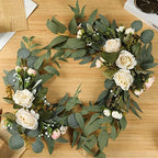 H&W 2pcs Small Size Artificial Wedding Arch Flowers for Sign, Floral Swag Dusty Decor for Reception Ceremony Backdrop Sweetheart Table(White Rose) - Image 4