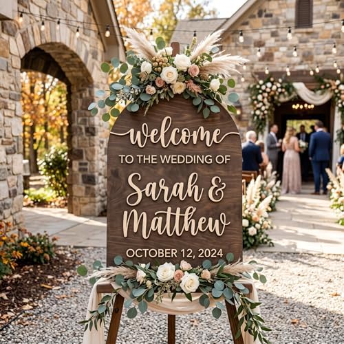Personalized Modern Minimalist Arch Wedding Welcome Sign - Custom 3D Wood Vertical Arched Entrance Board for Boho, Garden or Contemporary Venue - Multiple Sizes - Image 3
