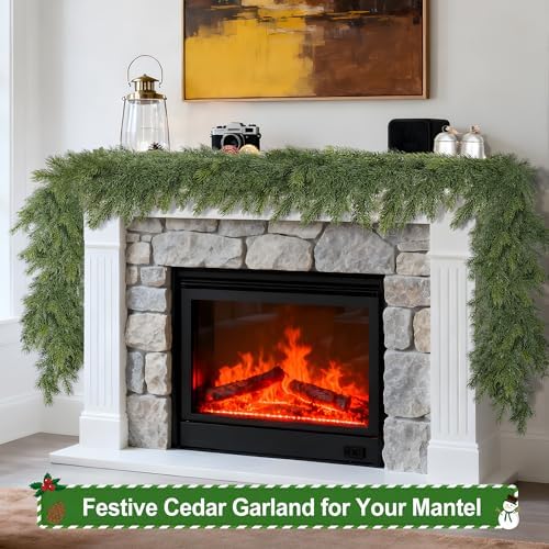 Artgar 6 Ft Realistic Christmas Cedar Garland, Thick Faux Green Garland - Image 4