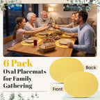 Oval Woven Placemats Set of 6, Cotton Rope 16x12 Inch, Yellow - Image 6