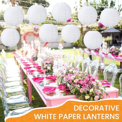 Treela 48pack White Chinese Paper Lanterns for Wedding Party Decor, 12" - Image 4