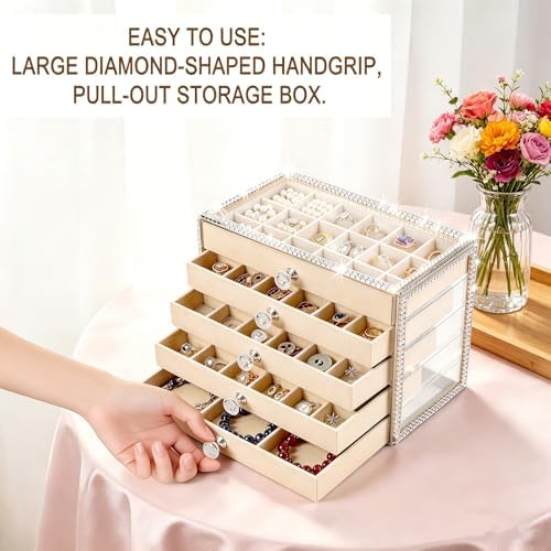 Women's Jewelry Organizer, Large 5-Layer Diamond Border Ornaments Box - Image 4