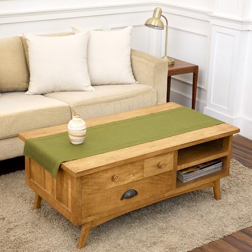 Solino Home 100% Pure Linen Dining Table Runner Avocado Woven, 14 x 48 in by SolinoHome