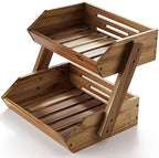 2-Tier Acacia Wood Fruit Stand for Kitchen Countertop Storage by NAGAWOOD