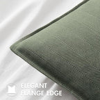 MIULEE Pack of 2 Army Green Euro Shams Chenille Pillow Covers 22x22 Inch - Image 2