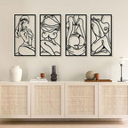 Bakovity Black Metal Bathroom Wall Decor Minimalist Line Art Wall Decor Black Abstract Modern Wall Art for Bathroom Living Room Bedroom (4 Pcs,17 x 9 in) by BakovityOutdoorGlovesGear