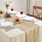 6 Pack Beige Cheesecloth Table Runner 35×120Inch Boho Wedding Home Decor by AGIRL