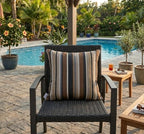 Outdoor/Indoor Sunbrella Throw Pillow Cover Only Square Set of 2 Pieces 24 inch x 24 inch Capitol Espresso Stripe - Insert Not Included, Brown - Image 3