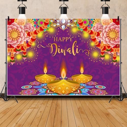 Happy Diwali Backdrop Diwali Party Decorations Deepavali 20x10ft by Pnylzzyxh