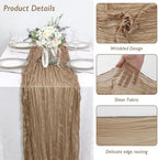 12 Pack Nude Cheesecloth Table Runner 120 Inch Boho Wedding Decor - Image 3