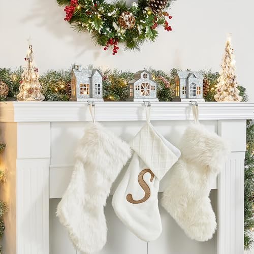 Glitzhome Galvanized Christmas Stocking Holder, Set of 3 Rustic Mantel Hooks for Fireplace, Heavy Duty Metal Sock Hangers with Country Farmhouse Design, Party Decorations for Holiday Home - Image 4