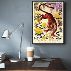 Chinese Lunar Year of the Tiger Art Print – Traditional Oriental Wall Decor with Yellow Peony & Wisteria for Dynamic Aesthetic Home Decoration 8X12 in Wrapped Framed - Image 6