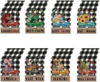 8 Pcs Truck Holiday Table Runners 72 Inches Long, Rustic Truck Fall Winter Halloween Christmas Burlap Table Runners, Car Buffalo Plaid Dining Table Decor for Farmhouse Garden Party Supplies by YOVOYOA