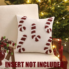Christmas Tufted Throw Pillow Covers 18x18 Set of 2 Red Candy Cane - Image 4