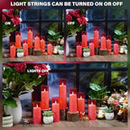 Nimiko Flickering Flameless LED Candles,Battery Operated Candles 9 Pcs with Embedded Star String,Acrylic LED Pillar Candles with Remote,Suitable for Home Decoration to Create an Atmosphere (Pink) - Image 4