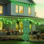 VIHOSE St Patricks Day Shamrock Shape Lights Yard Signs 41 Inch H Pre-lit Lighted Decor with 50 Warm White Lights Irish Day Four Leaf Clover Decoration for Indoor Outdoor Porch Garden Lawn - Image 4
