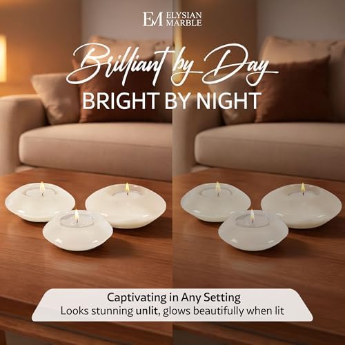 Tea Light Candle Holders Set of 3 – Handcrafted Natural Marble Tealight & Votive Holders in Graduated Sizes (4", 3.5", 3"), Decorative Stone Candle Holders for Home Décor & Table Centerpieces - Image 4