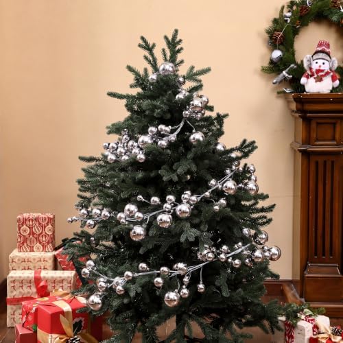 2 Pcs 15 ft Christmas Ball Ornament Garland, Silver - Image 7