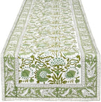 CPC Agate Green Block Print Cotton Table Runner 16x106 Inch Long Runner - Image 5