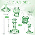 Suclain 24 Pcs Glass Candle Holder Set 12 Candlestick White Candles,Green - Image 4
